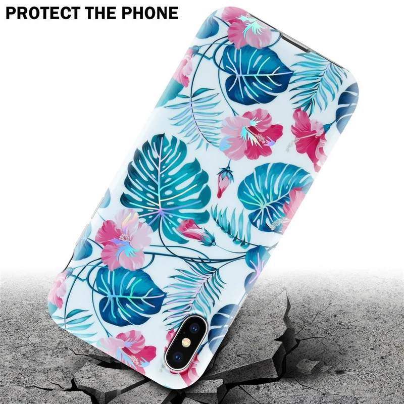 Cadorabo Hülle kompatibel mit Apple iPhone X / XS Schutzhülle aus TPU Silikon mit floralem Muster