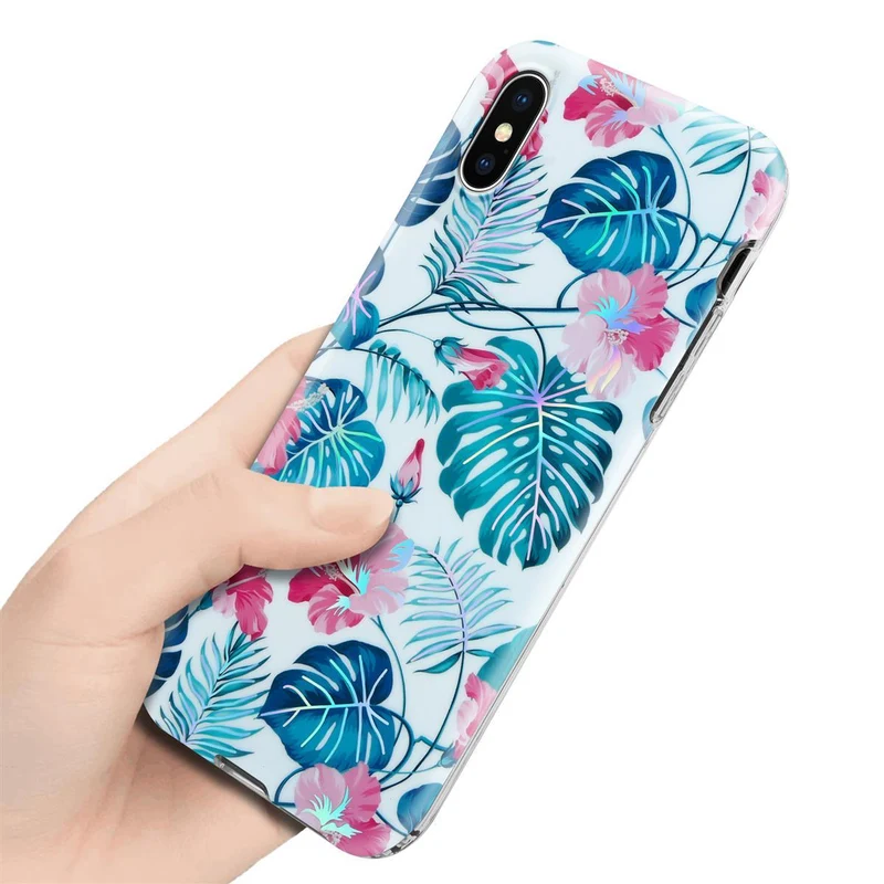Cadorabo Hülle kompatibel mit Apple iPhone X / XS Schutzhülle aus TPU Silikon mit floralem Muster