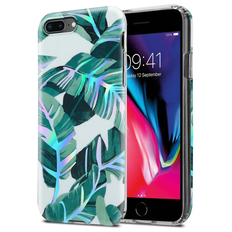 Cadorabo Hülle kompatibel mit Apple iPhone 7 PLUS / 7S PLUS / 8 PLUS Schutzhülle aus TPU Silikon mit floralem Muster