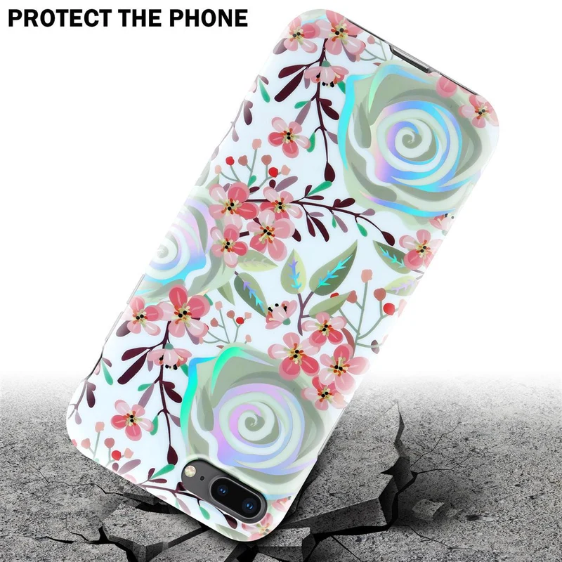 Cadorabo Hülle kompatibel mit Apple iPhone 7 PLUS / 7S PLUS / 8 PLUS Schutzhülle aus TPU Silikon mit floralem Muster