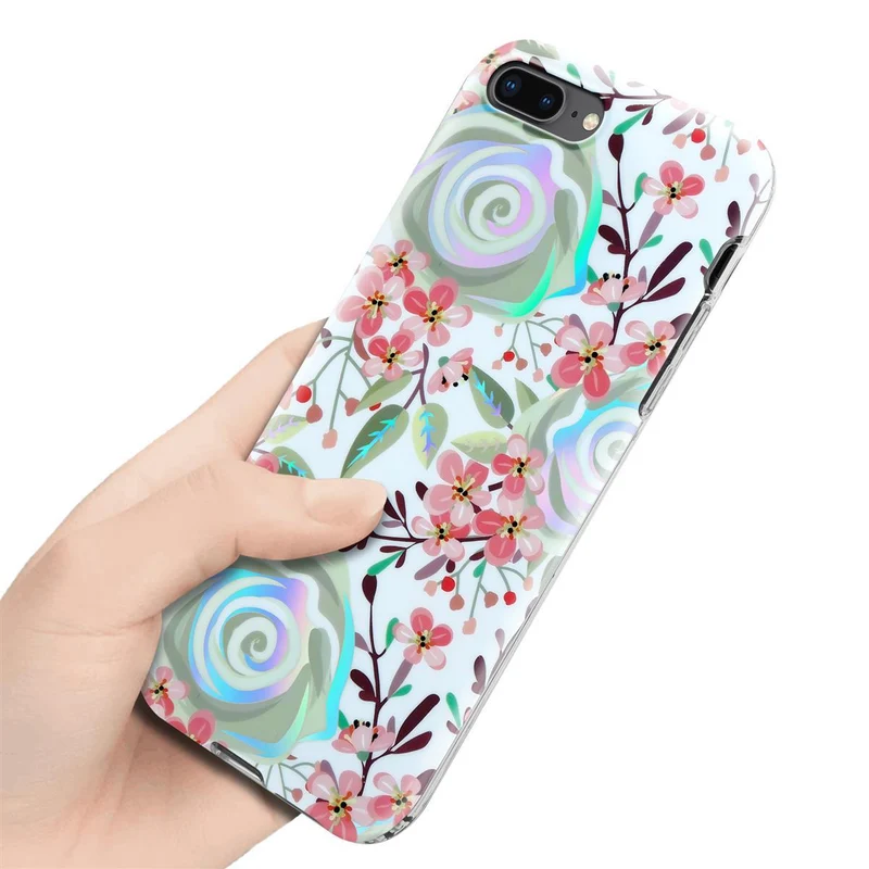 Cadorabo Hülle kompatibel mit Apple iPhone 7 PLUS / 7S PLUS / 8 PLUS Schutzhülle aus TPU Silikon mit floralem Muster