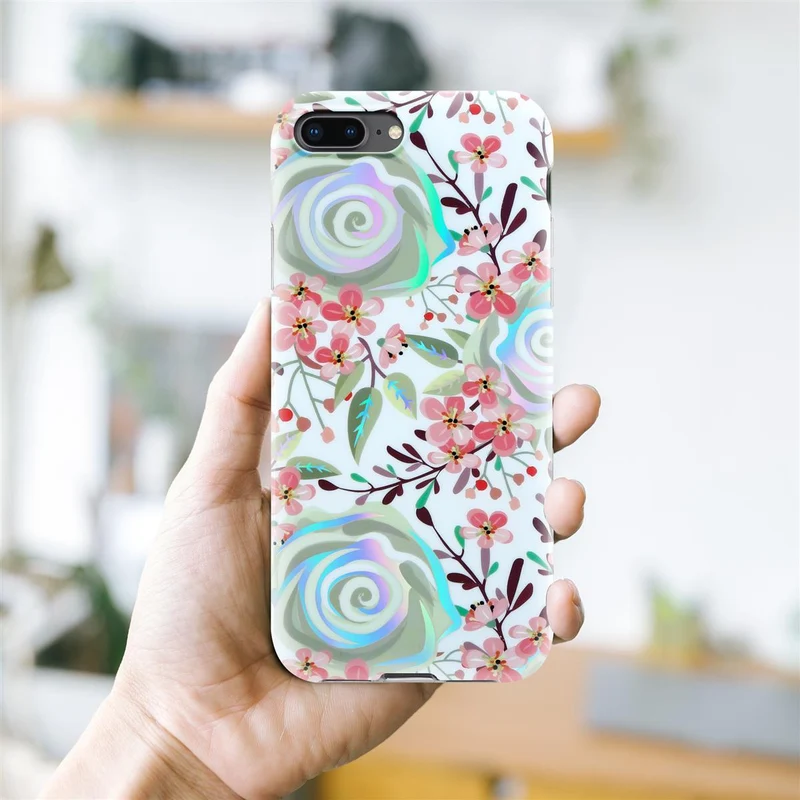 Cadorabo Hülle kompatibel mit Apple iPhone 7 PLUS / 7S PLUS / 8 PLUS Schutzhülle aus TPU Silikon mit floralem Muster