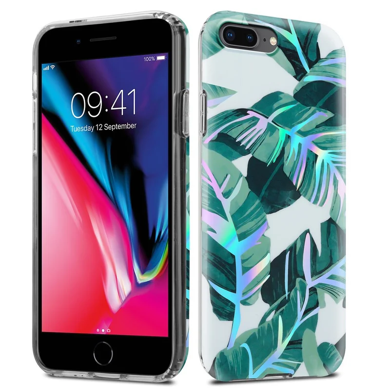 Cadorabo Hülle kompatibel mit Apple iPhone 7 PLUS / 7S PLUS / 8 PLUS Schutzhülle aus TPU Silikon mit floralem Muster