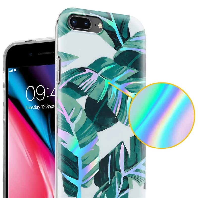 Cadorabo Hülle kompatibel mit Apple iPhone 7 PLUS / 7S PLUS / 8 PLUS Schutzhülle aus TPU Silikon mit floralem Muster