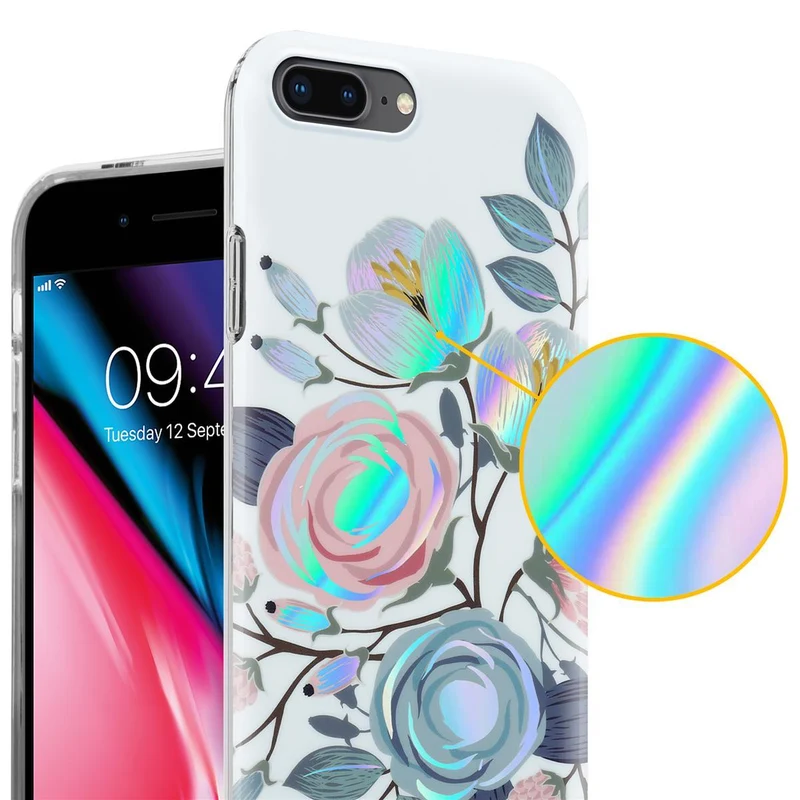 Cadorabo Hülle kompatibel mit Apple iPhone 7 PLUS / 7S PLUS / 8 PLUS Schutzhülle aus TPU Silikon mit floralem Muster