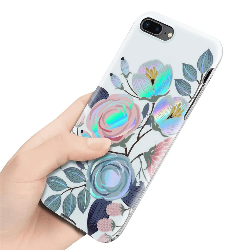 Cadorabo Hülle kompatibel mit Apple iPhone 7 PLUS / 7S PLUS / 8 PLUS Schutzhülle aus TPU Silikon mit floralem Muster