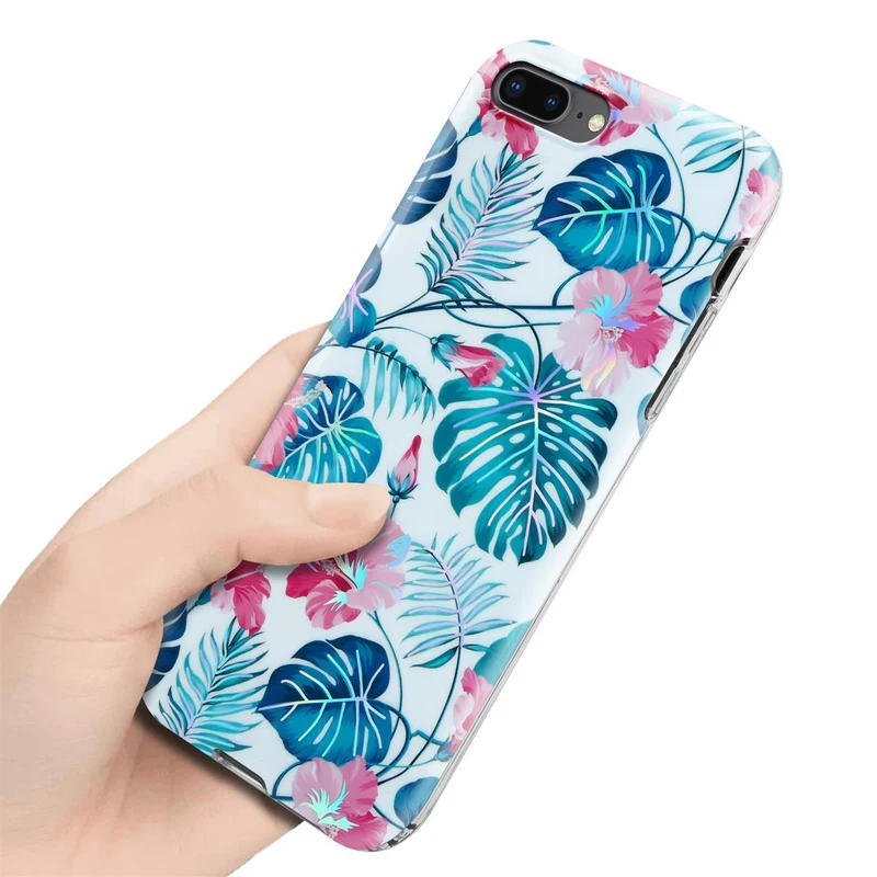Cadorabo Hülle kompatibel mit Apple iPhone 7 PLUS / 7S PLUS / 8 PLUS Schutzhülle aus TPU Silikon mit floralem Muster