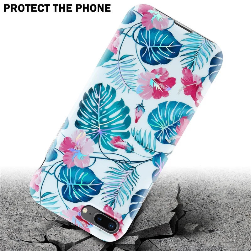 Cadorabo Hülle kompatibel mit Apple iPhone 7 PLUS / 7S PLUS / 8 PLUS Schutzhülle aus TPU Silikon mit floralem Muster