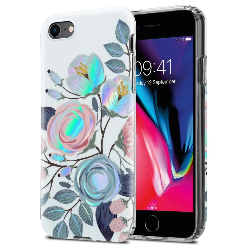 Cadorabo Hülle kompatibel mit Apple iPhone 7 / 7S / 8 / SE 2020 Schutzhülle aus TPU Silikon mit floralem Muster