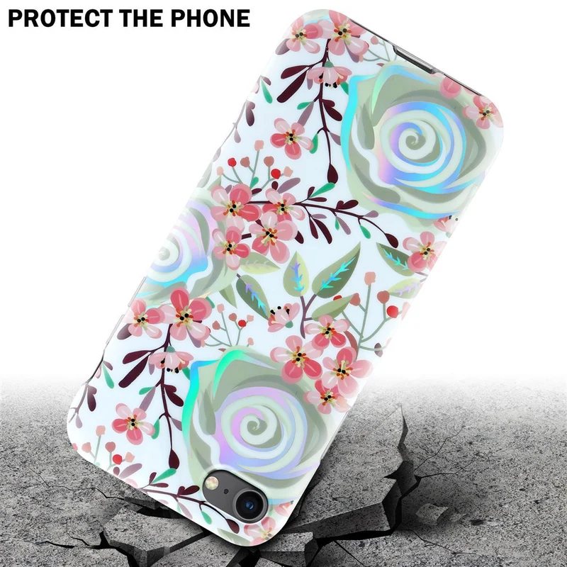 Cadorabo Hülle kompatibel mit Apple iPhone 7 / 7S / 8 / SE 2020 Schutzhülle aus TPU Silikon mit floralem Muster