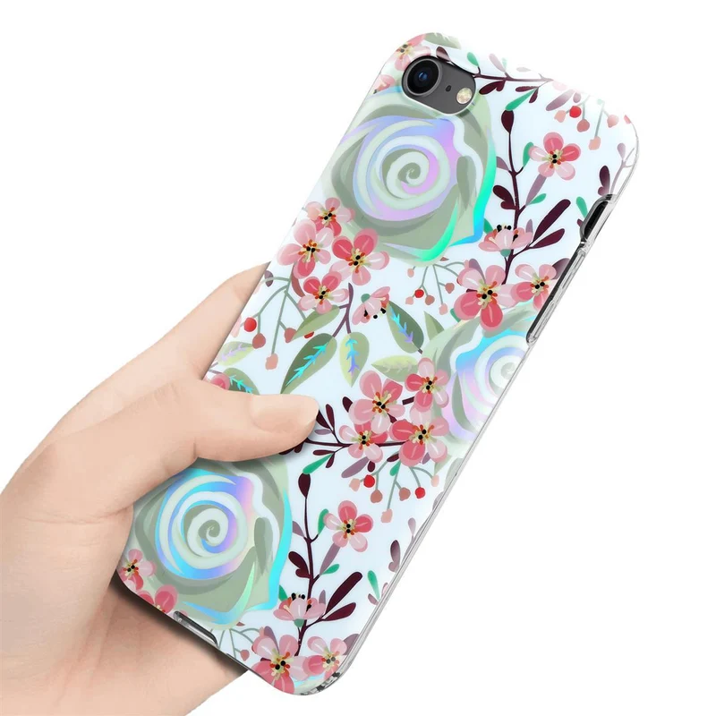 Cadorabo Hülle kompatibel mit Apple iPhone 7 / 7S / 8 / SE 2020 Schutzhülle aus TPU Silikon mit floralem Muster