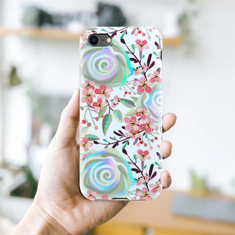 Cadorabo Hülle kompatibel mit Apple iPhone 7 / 7S / 8 / SE 2020 Schutzhülle aus TPU Silikon mit floralem Muster