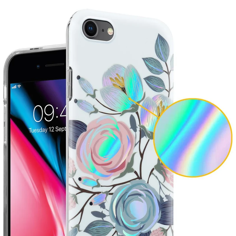 Cadorabo Hülle kompatibel mit Apple iPhone 7 / 7S / 8 / SE 2020 Schutzhülle aus TPU Silikon mit floralem Muster