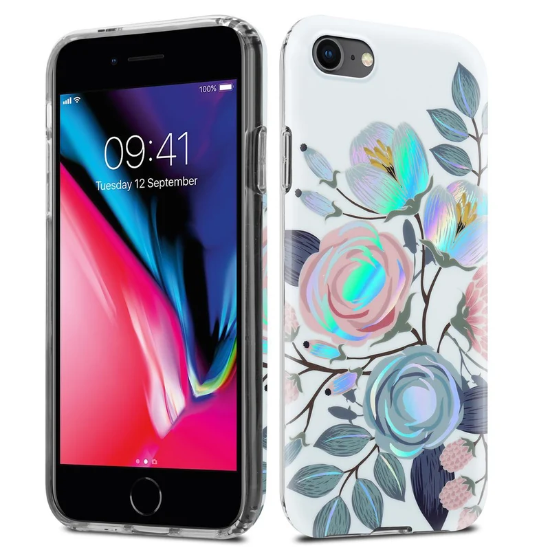 Cadorabo Hülle kompatibel mit Apple iPhone 7 / 7S / 8 / SE 2020 Schutzhülle aus TPU Silikon mit floralem Muster