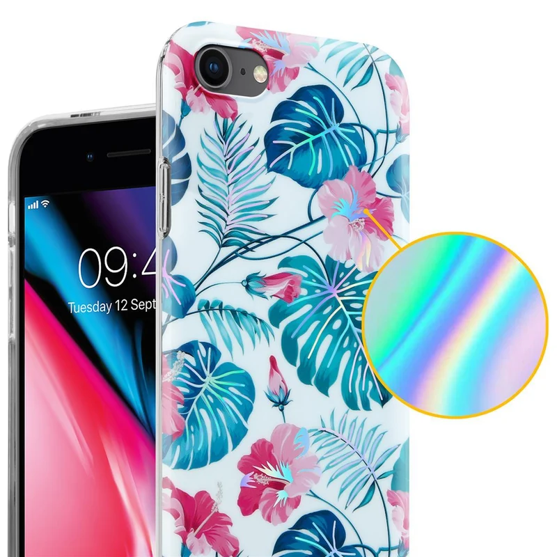 Cadorabo Hülle kompatibel mit Apple iPhone 7 / 7S / 8 / SE 2020 Schutzhülle aus TPU Silikon mit floralem Muster