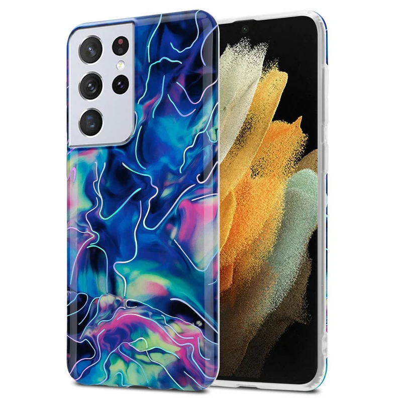 Cadorabo Hülle kompatibel mit Samsung Galaxy S21 ULTRA Schutzhülle aus TPU Silikon mit Muster Mosaik