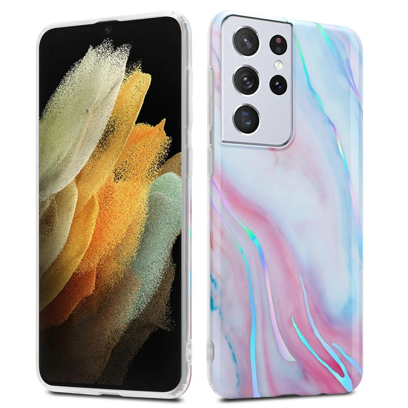 Cadorabo Hülle kompatibel mit Samsung Galaxy S21 ULTRA Schutzhülle aus TPU Silikon mit Muster Mosaik