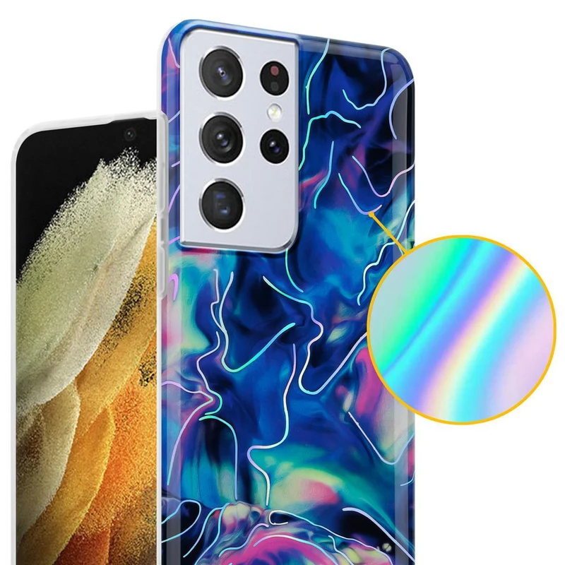 Cadorabo Hülle kompatibel mit Samsung Galaxy S21 ULTRA Schutzhülle aus TPU Silikon mit Muster Mosaik