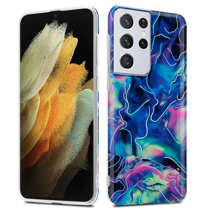 Cadorabo Hülle kompatibel mit Samsung Galaxy S21 ULTRA Schutzhülle aus TPU Silikon mit Muster Mosaik