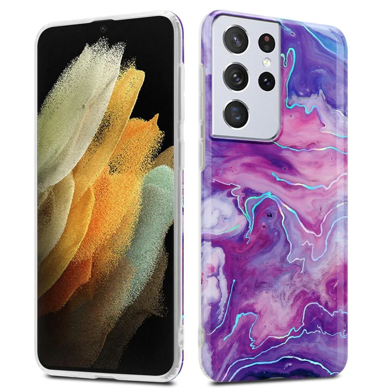 Cadorabo Hülle kompatibel mit Samsung Galaxy S21 ULTRA Schutzhülle aus TPU Silikon mit Muster Mosaik