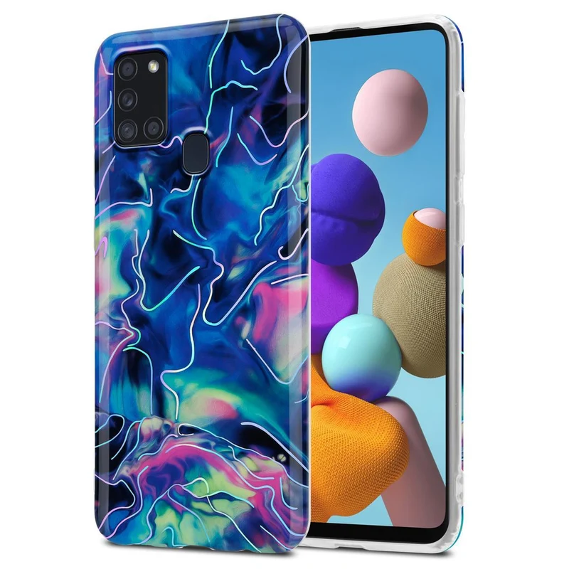 Cadorabo Hülle kompatibel mit Samsung Galaxy A21s Schutzhülle aus TPU Silikon mit Muster Mosaik