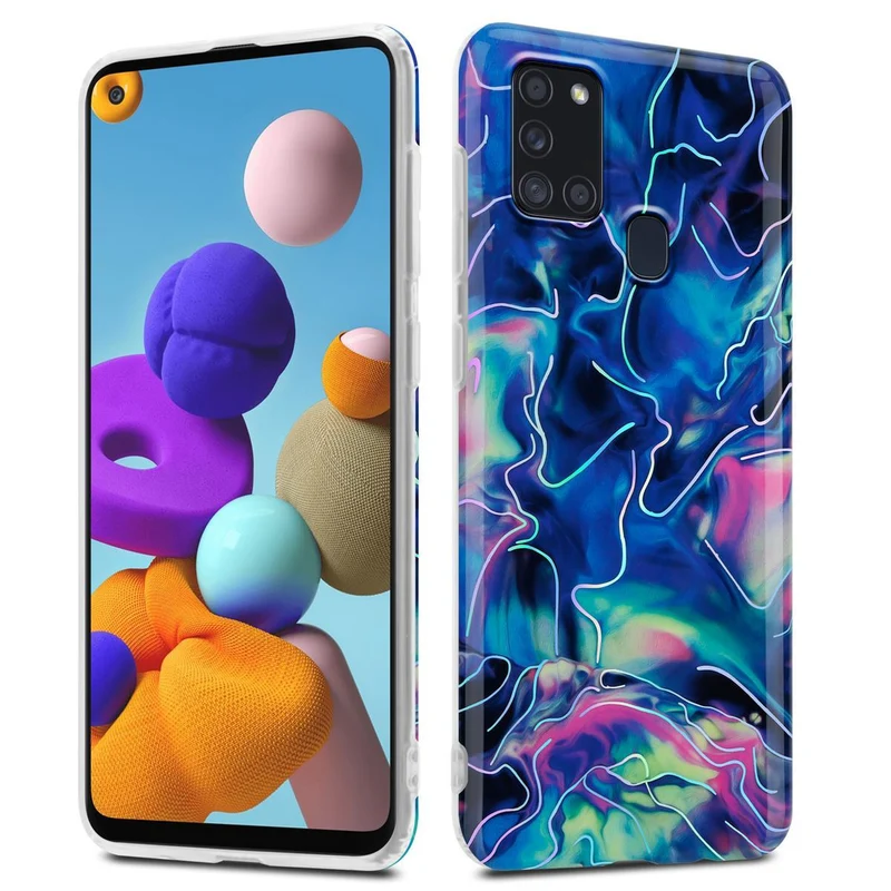 Cadorabo Hülle kompatibel mit Samsung Galaxy A21s Schutzhülle aus TPU Silikon mit Muster Mosaik