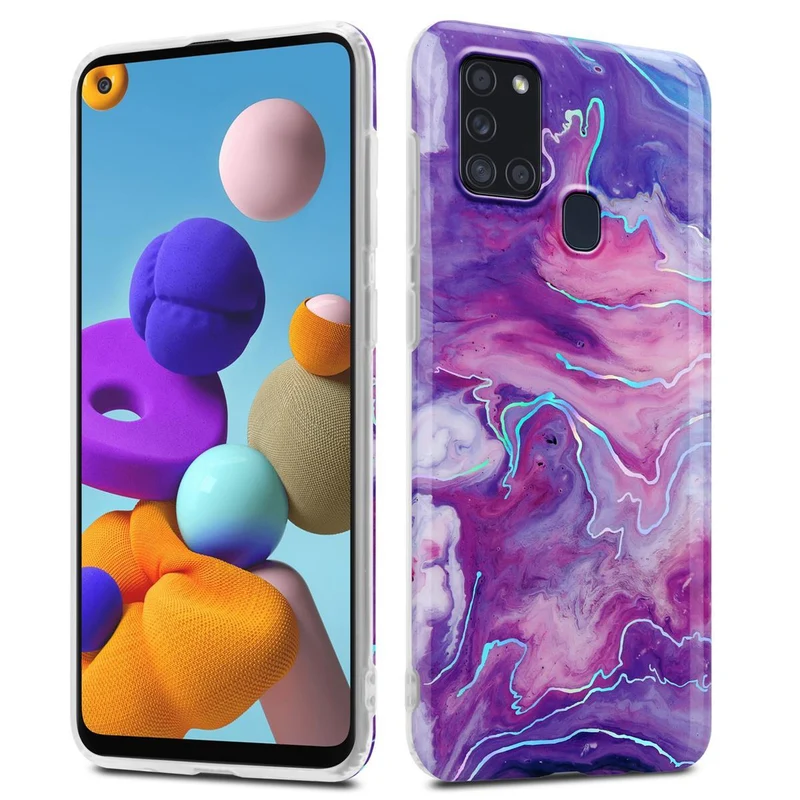Cadorabo Hülle kompatibel mit Samsung Galaxy A21s Schutzhülle aus TPU Silikon mit Muster Mosaik
