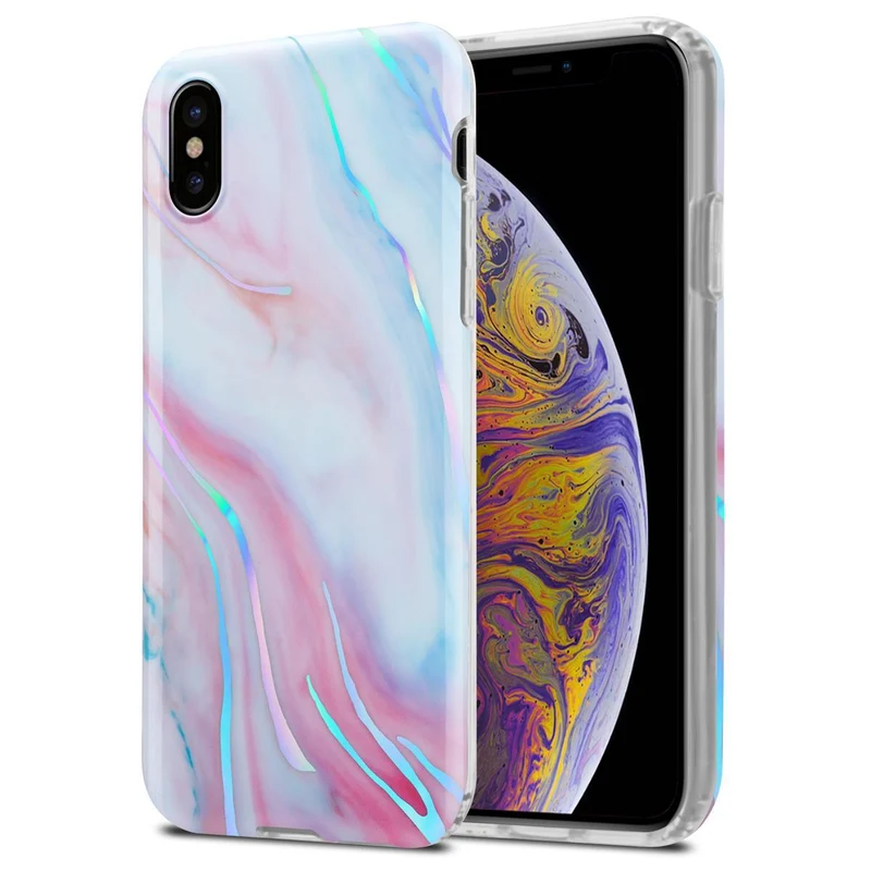 Cadorabo Hülle kompatibel mit Apple iPhone XS MAX Schutzhülle aus TPU Silikon mit Muster Mosaik