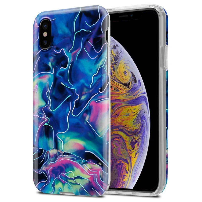 Cadorabo Hülle kompatibel mit Apple iPhone XS MAX Schutzhülle aus TPU Silikon mit Muster Mosaik