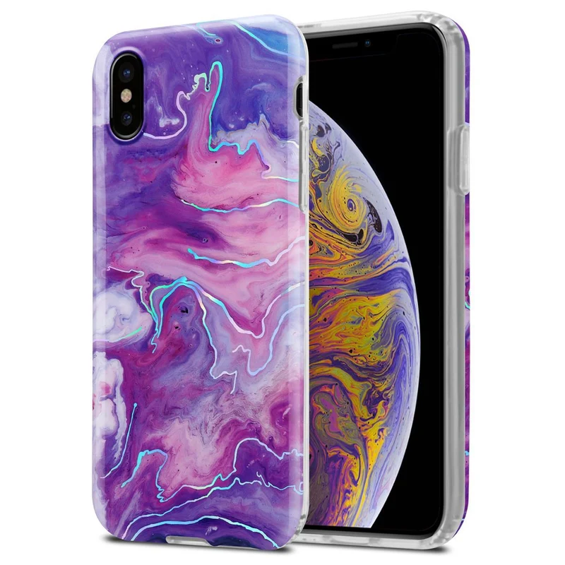 Cadorabo Hülle kompatibel mit Apple iPhone XS MAX Schutzhülle aus TPU Silikon mit Muster Mosaik