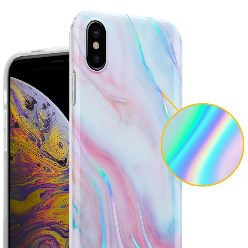 Cadorabo Hülle kompatibel mit Apple iPhone XS MAX Schutzhülle aus TPU Silikon mit Muster Mosaik