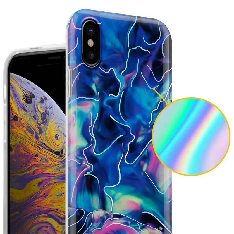 Cadorabo Hülle kompatibel mit Apple iPhone XS MAX Schutzhülle aus TPU Silikon mit Muster Mosaik