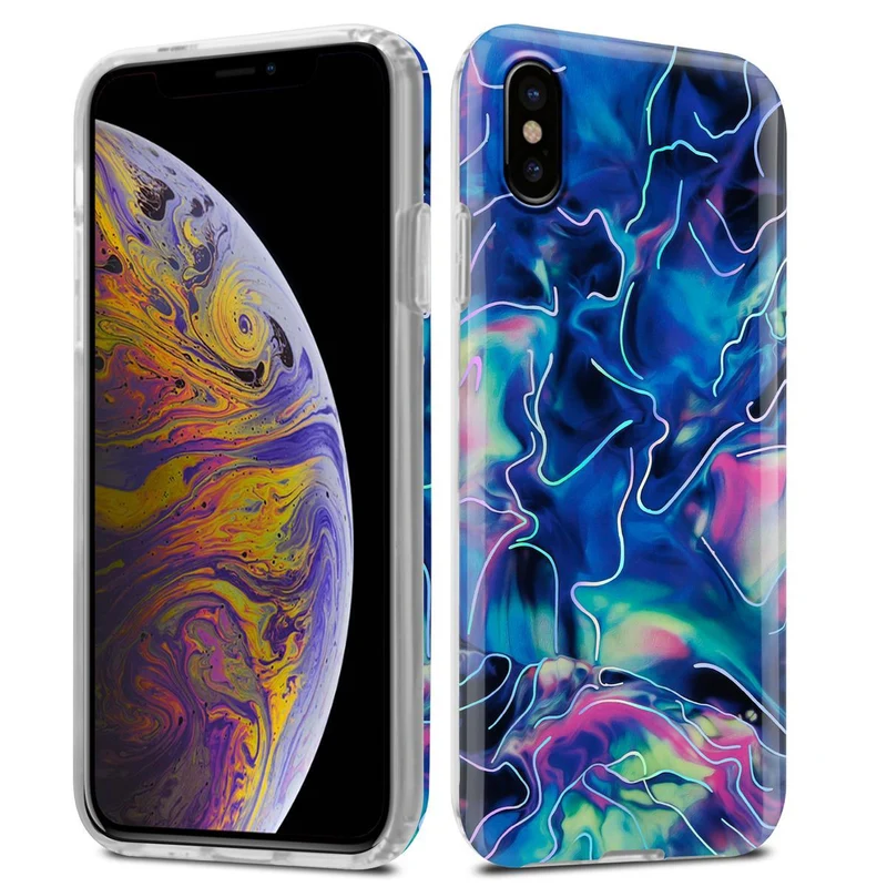 Cadorabo Hülle kompatibel mit Apple iPhone XS MAX Schutzhülle aus TPU Silikon mit Muster Mosaik