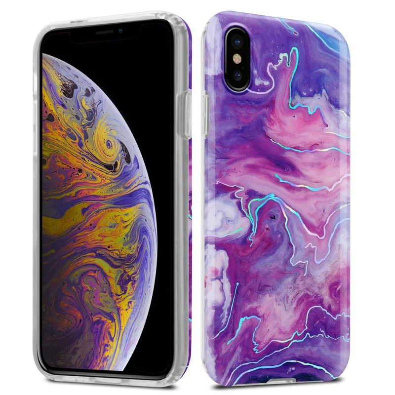 Cadorabo Hülle kompatibel mit Apple iPhone XS MAX Schutzhülle aus TPU Silikon mit Muster Mosaik