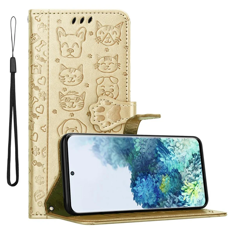 Cadorabo Hülle kompatibel mit Samsung Galaxy S20 Niedliche Hunde und Katzen - Schutzhülle mit Standfunktion und Kartenfächern