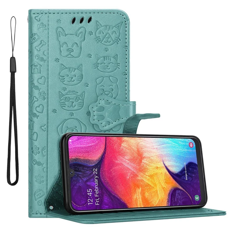 Cadorabo Hülle kompatibel mit Samsung Galaxy A50 4G / A50s / A30s Niedliche Hunde und Katzen - Schutzhülle mit Standfunktion und Kartenfächern