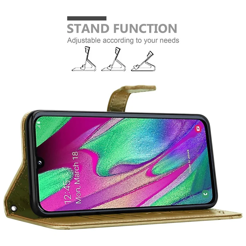 Cadorabo Hülle kompatibel mit Samsung Galaxy A40 Niedliche Hunde und Katzen - Schutzhülle mit Standfunktion und Kartenfächern