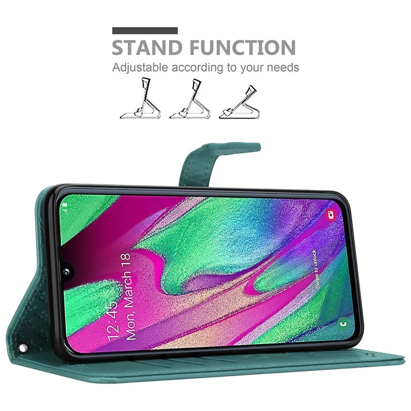 Cadorabo Hülle kompatibel mit Samsung Galaxy A40 Niedliche Hunde und Katzen - Schutzhülle mit Standfunktion und Kartenfächern
