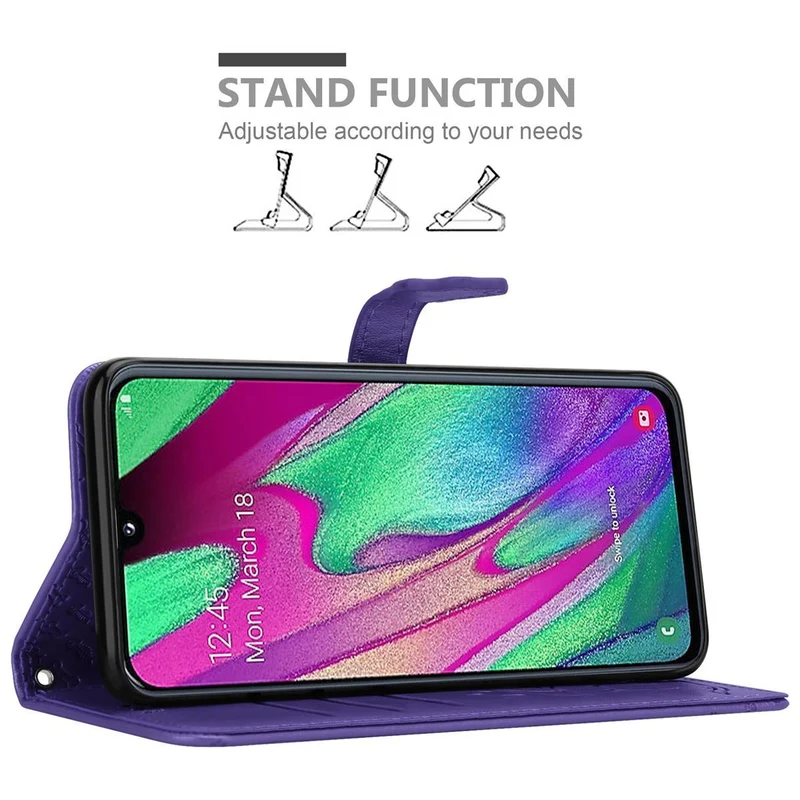 Cadorabo Hülle kompatibel mit Samsung Galaxy A40 Niedliche Hunde und Katzen - Schutzhülle mit Standfunktion und Kartenfächern