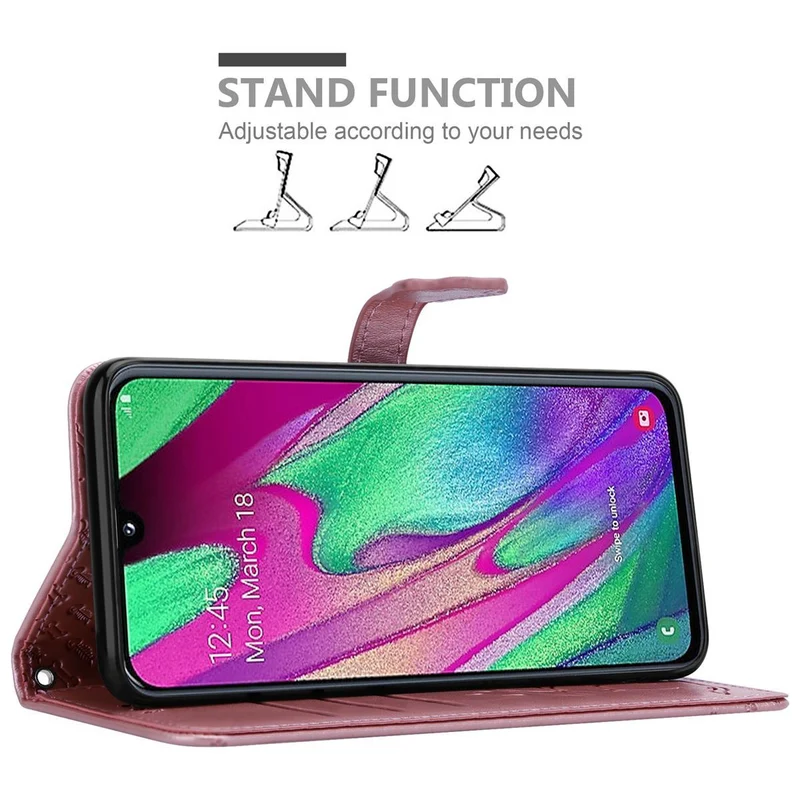 Cadorabo Hülle kompatibel mit Samsung Galaxy A40 Niedliche Hunde und Katzen - Schutzhülle mit Standfunktion und Kartenfächern