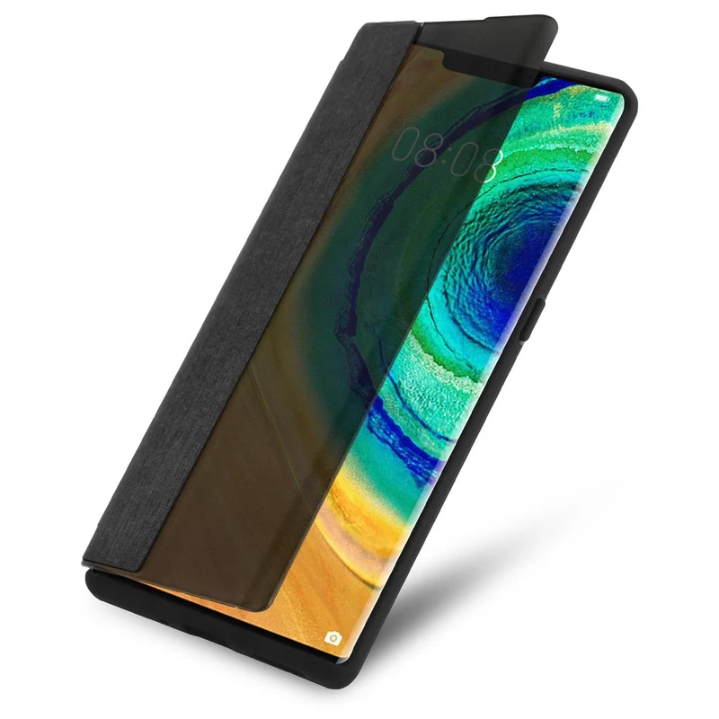 Cadorabo Hülle kompatibel mit Huawei MATE 30 PRO Smart Hülle in Faser Optik - Schutzhülle mit Standfunktion