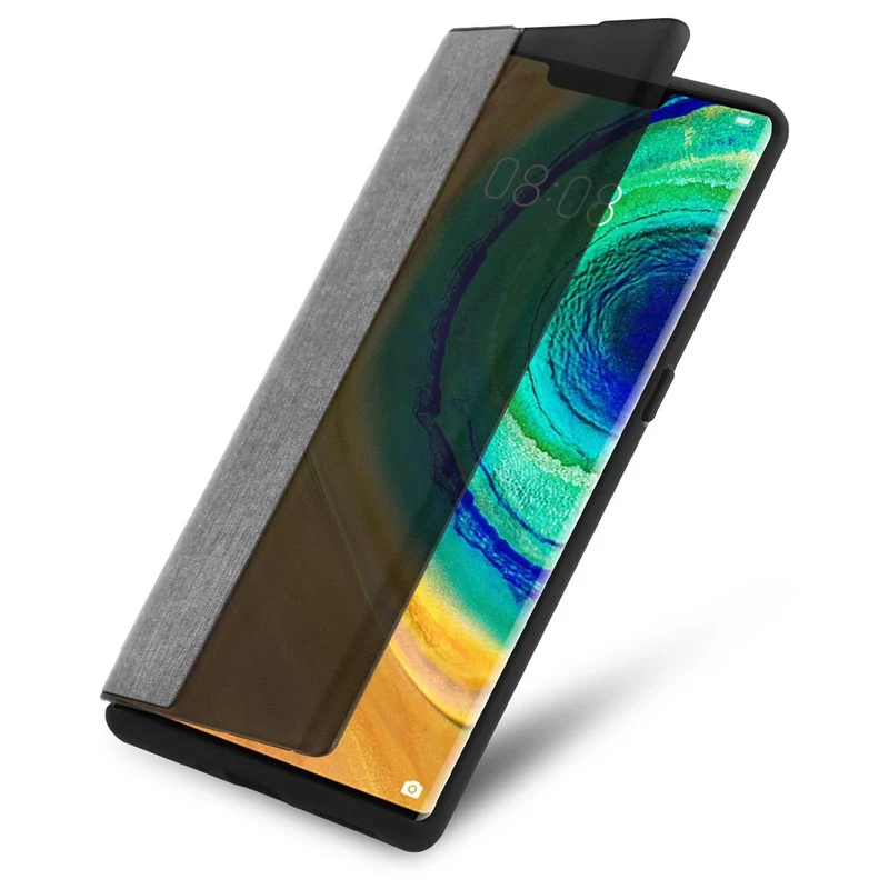 Cadorabo Hülle kompatibel mit Huawei MATE 30 PRO Smart Hülle in Faser Optik - Schutzhülle mit Standfunktion
