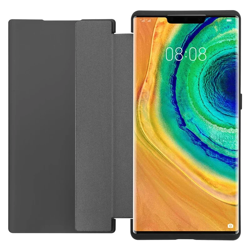 Cadorabo Hülle kompatibel mit Huawei MATE 30 PRO Smart Hülle in Faser Optik - Schutzhülle mit Standfunktion
