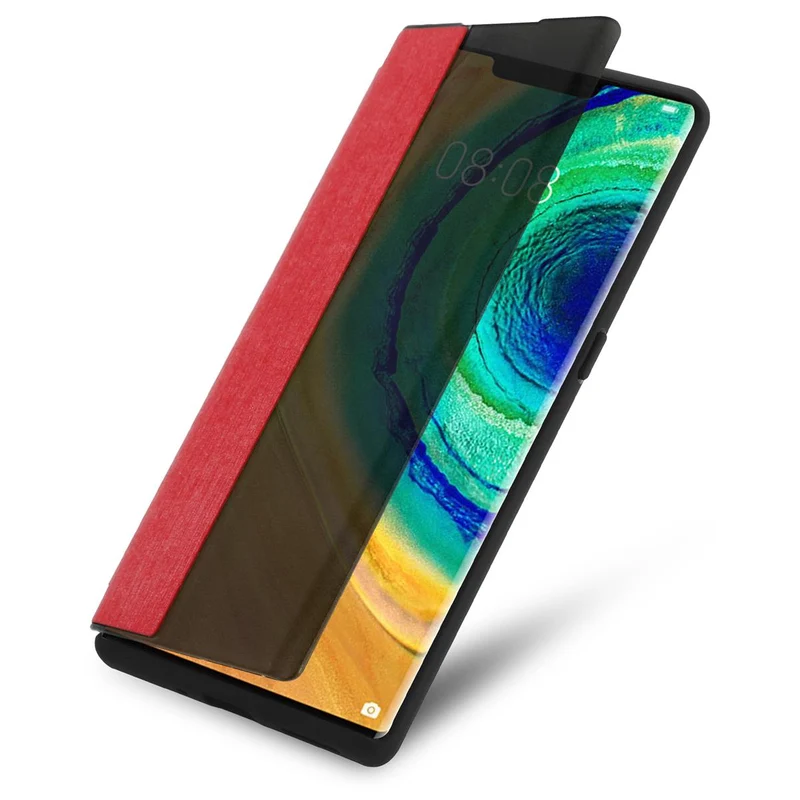 Cadorabo Hülle kompatibel mit Huawei MATE 30 PRO Smart Hülle in Faser Optik - Schutzhülle mit Standfunktion
