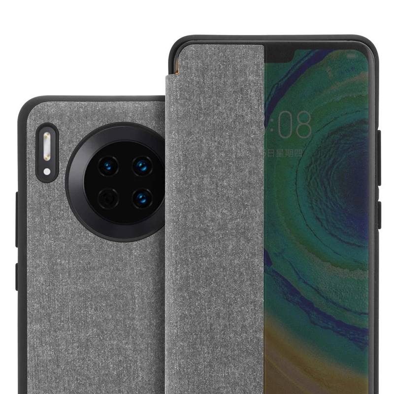 Cadorabo Hülle kompatibel mit Huawei MATE 30 Smart Hülle in Faser Optik - Schutzhülle mit Standfunktion