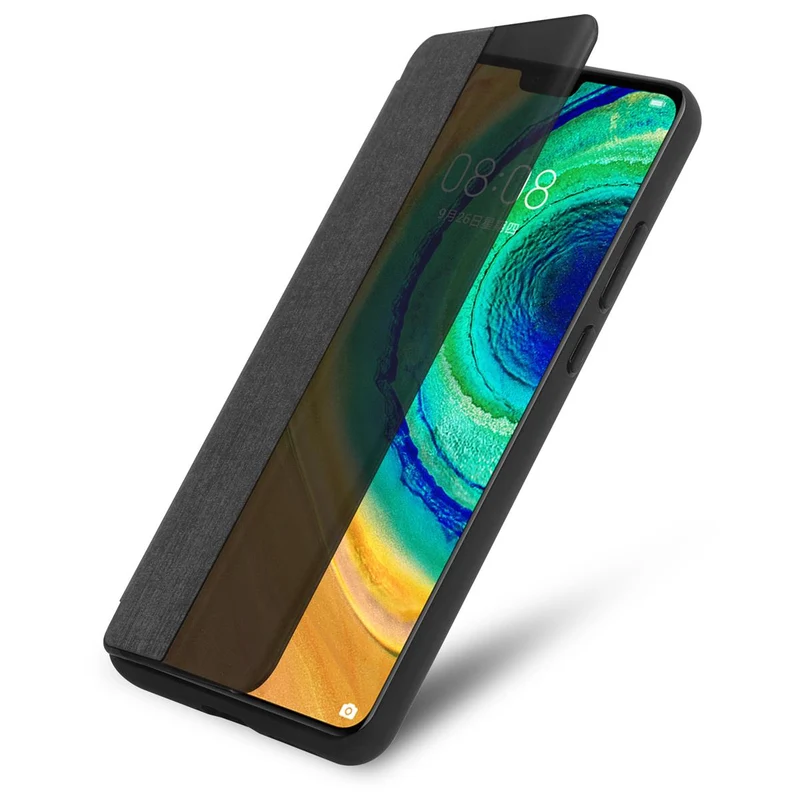 Cadorabo Hülle kompatibel mit Huawei MATE 30 Smart Hülle in Faser Optik - Schutzhülle mit Standfunktion