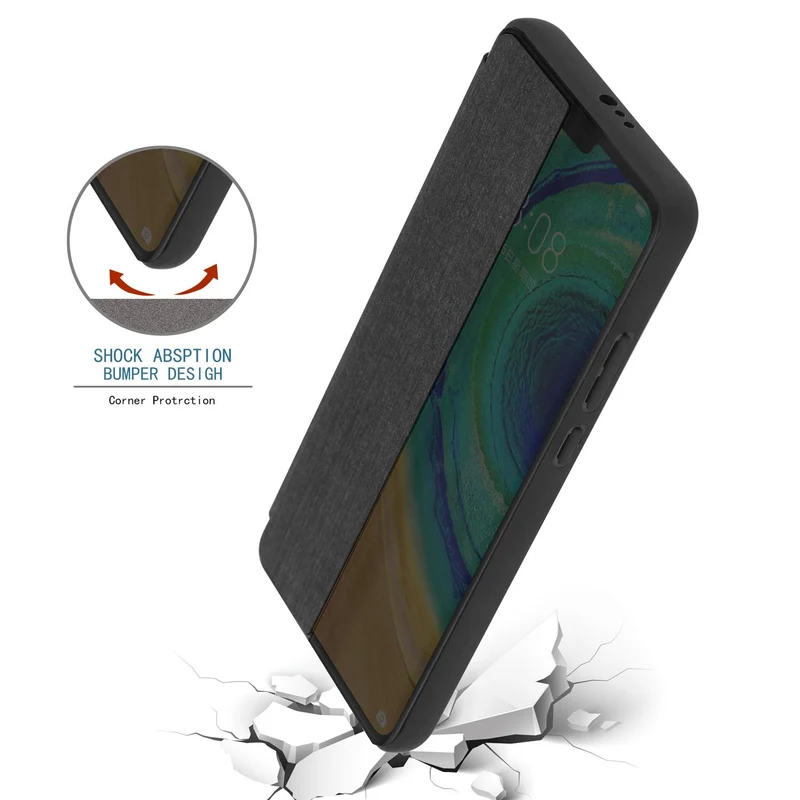 Cadorabo Hülle kompatibel mit Huawei MATE 30 Smart Hülle in Faser Optik - Schutzhülle mit Standfunktion
