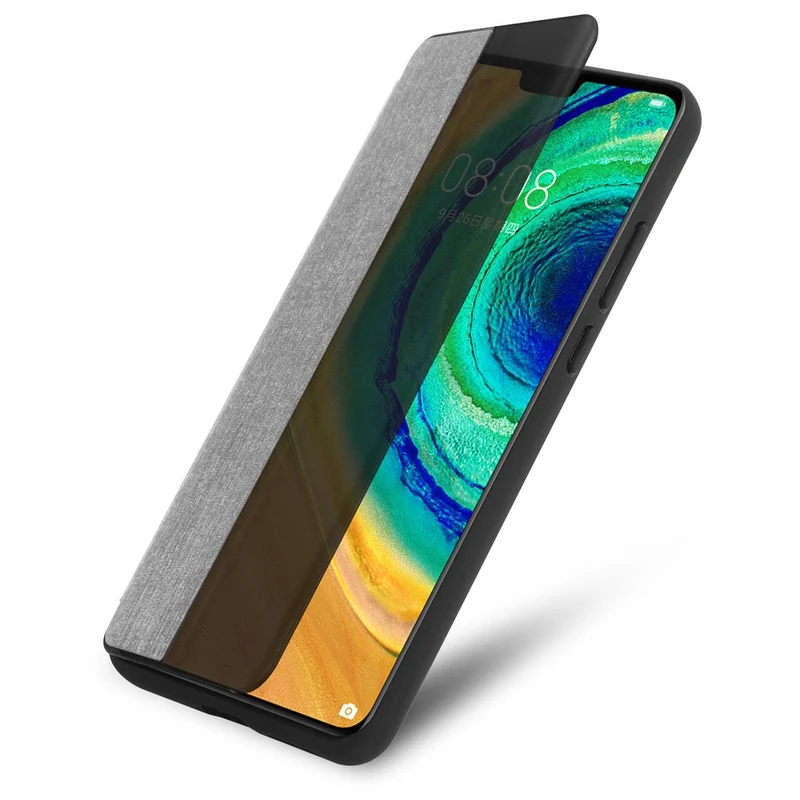 Cadorabo Hülle kompatibel mit Huawei MATE 30 Smart Hülle in Faser Optik - Schutzhülle mit Standfunktion