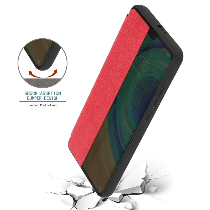 Cadorabo Hülle kompatibel mit Huawei MATE 30 Smart Hülle in Faser Optik - Schutzhülle mit Standfunktion