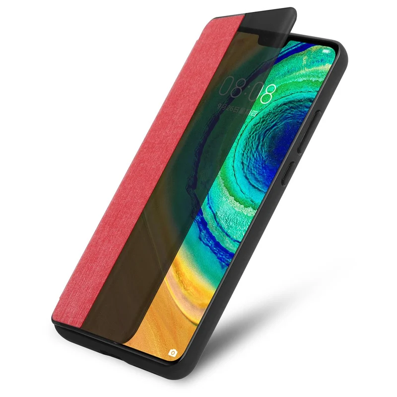 Cadorabo Hülle kompatibel mit Huawei MATE 30 Smart Hülle in Faser Optik - Schutzhülle mit Standfunktion